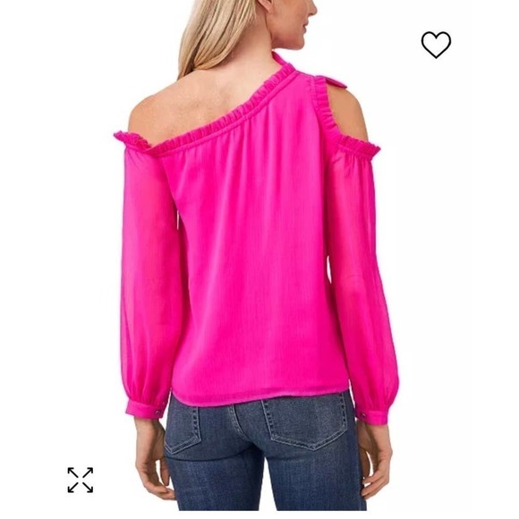 Cece Ruffled Asymmetric Long Sleeve Cold Shoulder Blouse Size XS - Picture 5 of 10